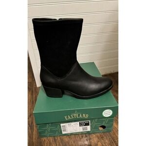 NEW EASTLAND KIERA WOMEN'S BLACK LEATHER & SUEDE ZIP-UP BOOTS Sz: 7.5 M